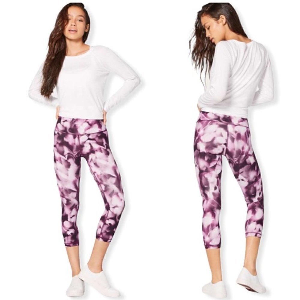 Lululemon Wunder Under Crop Hi-Rise 21" Blush Blossom Alpine White Candy Pink 6